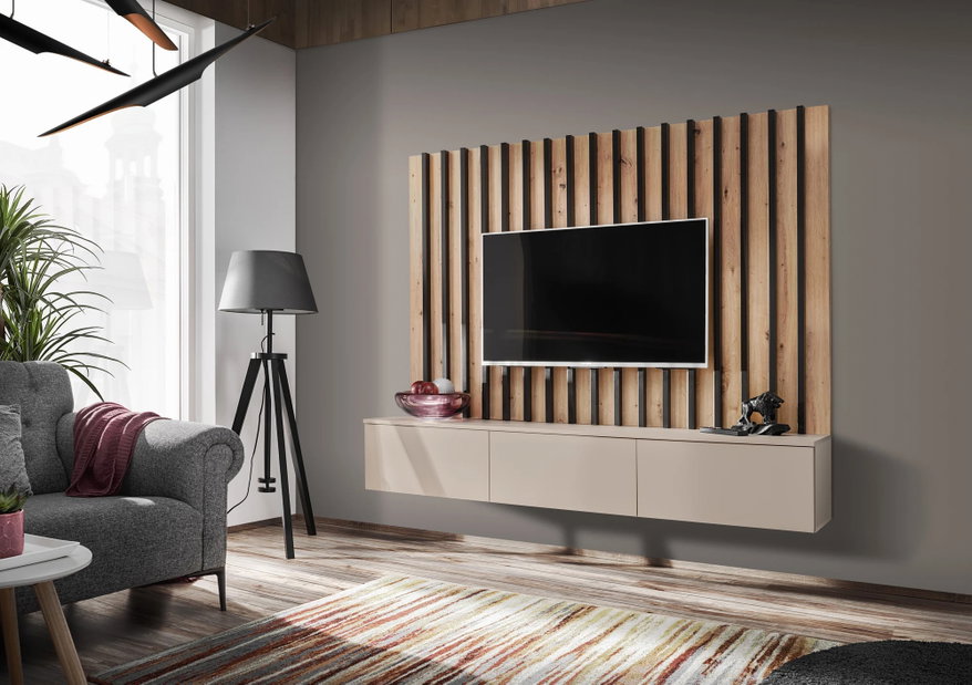 Mobilier living Vertic (stejar artisan + cașmir)