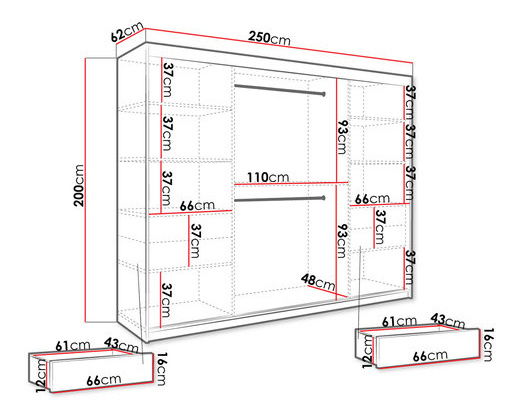 Dulap de haine Nona T1 (negru + mamură negru)