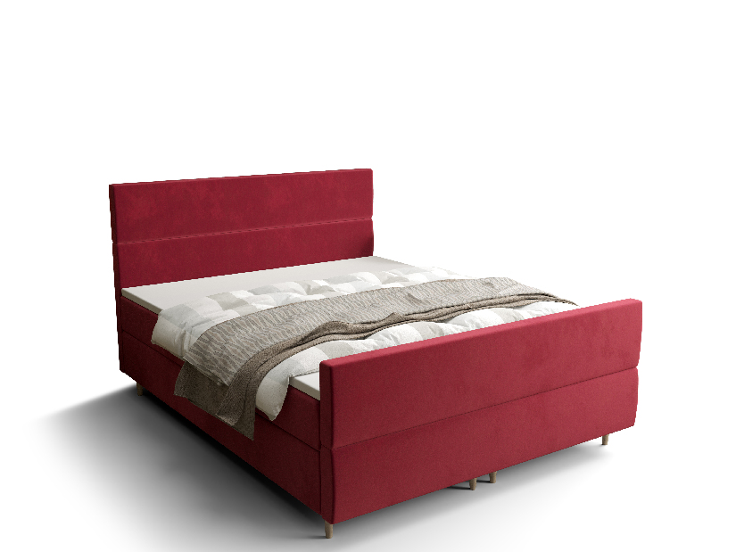 Pat matrimonial Boxspring 160 cm Flu plus (bordo) ( cu saltea și sp. depozitare)