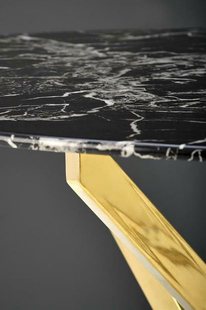 Blagovaonski stol Raunds (crni mramor + zlatna)