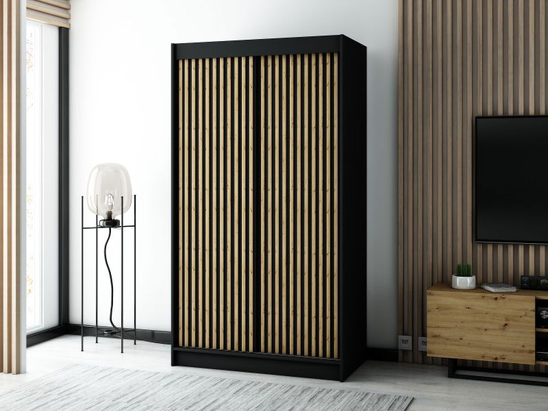 Šatníková skriňa 120 cm Ladonna 1 (čierna matná)