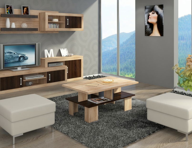 Konferenčný stolík Sudbury 2 (sonoma svetlá + tmavá)