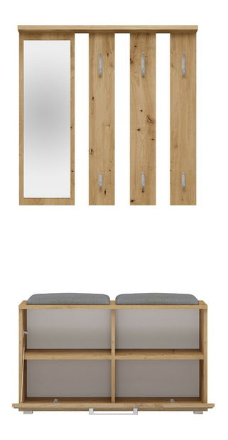 Set za predsoblje Oasis 1 (hrast artisan) (s ogledalom)
