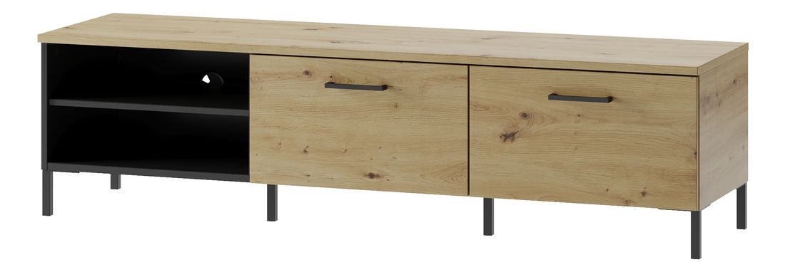 Masă TV/comodă Lorren 25 (stejar artisan + negru mat)