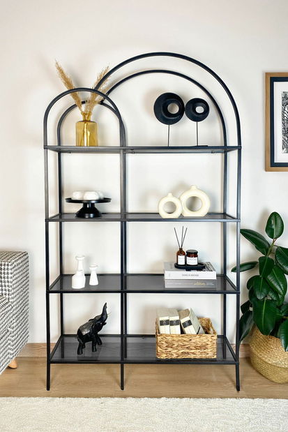 Raft Twinnis (negru + sticlă fumuriu)