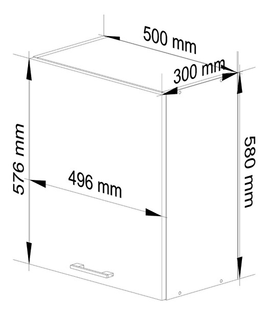 Horná kuchynská skrinka Ozara W50 H580 (biela + betón)