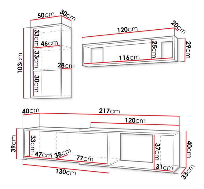 Nábytok do obývacej izby Elexia II (wotan + antracit) *výpredaj