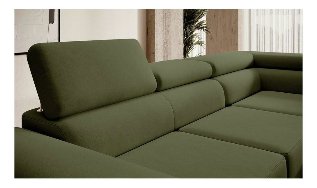 Rohová sedacia súprava Stiletto (P) (zelená + strieborná)