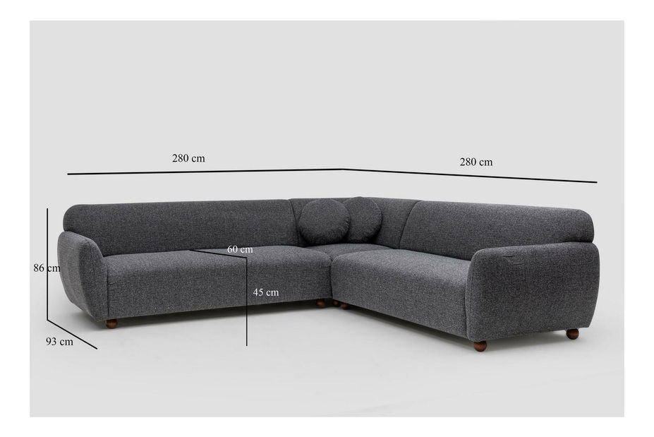 Kutna garnitura Edoletta 2 (tamnosiva)