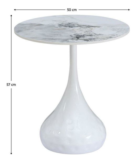 Stolić za kavu Ebral (mramor bijeli + čelik) 