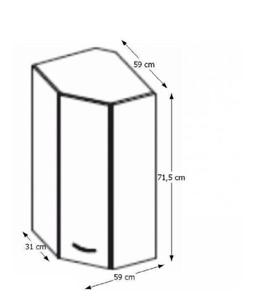 Horná rohová kuchynská skrinka 60/60 N G-72 Pleitton (vysoký lesk červený)