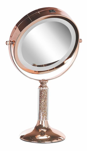Kozmetické zrkadlo Beryl (ružovozlatá) (s LED osvetlením)