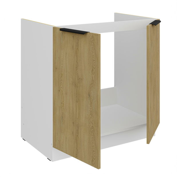 Dulap inferior de bucătărie pod drez Carminia 80 ZL 2F BB (stejar cremona + alb)