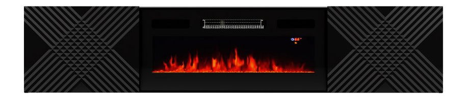 TV ormarić/stolić s električnim kaminom Madrealla 2D (crna + crna sjajna)