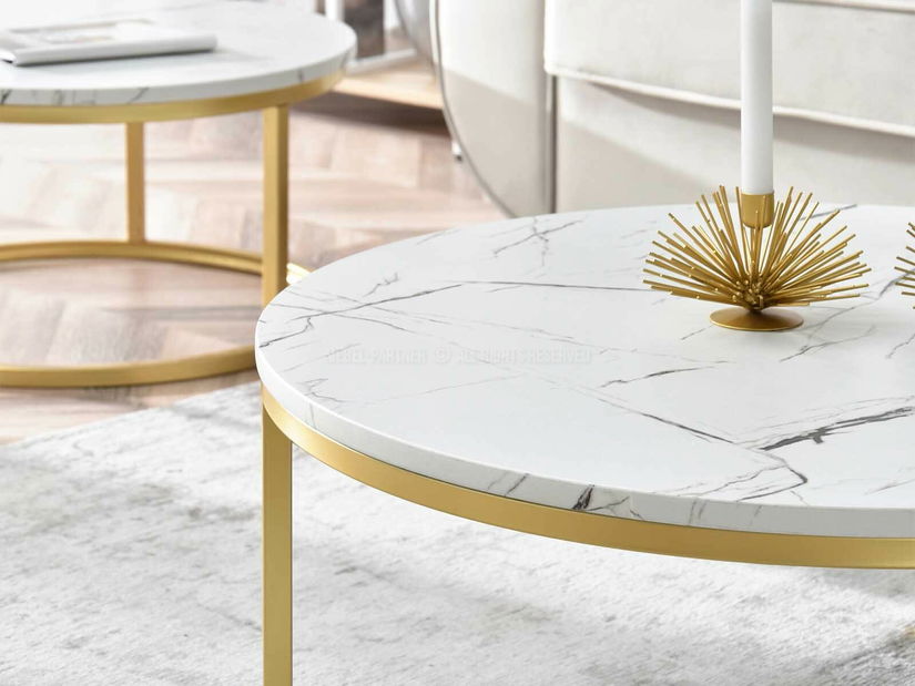 Konferenčný stolík Kolja Zest Xl (biela + zlatá)