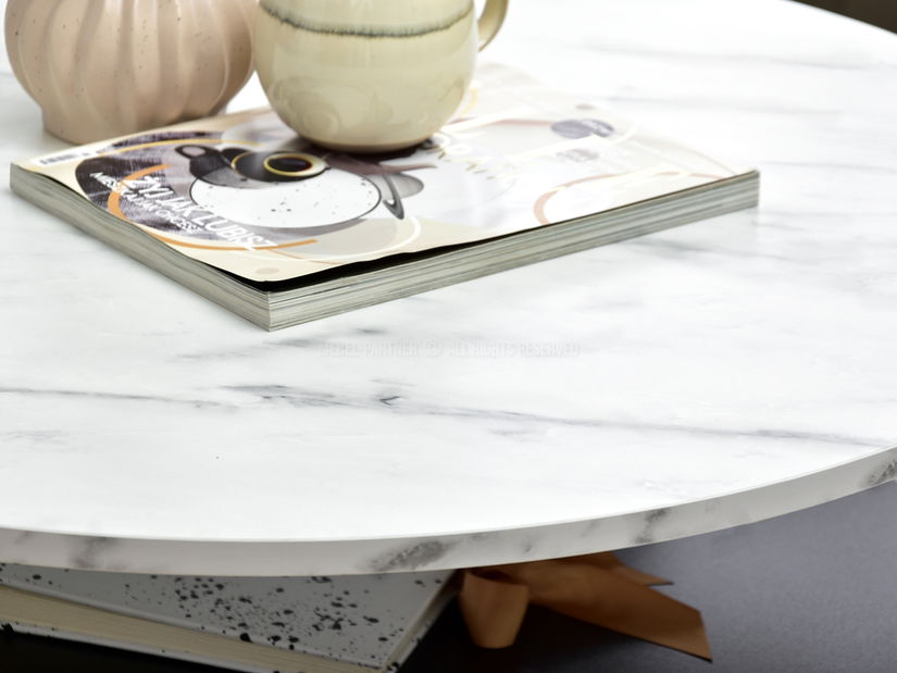 Stolić za kavu Randolf Xl (bijeli mramor + crna)