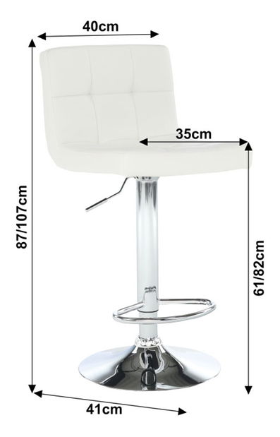 Scaun tip bar Kaisa (alb)