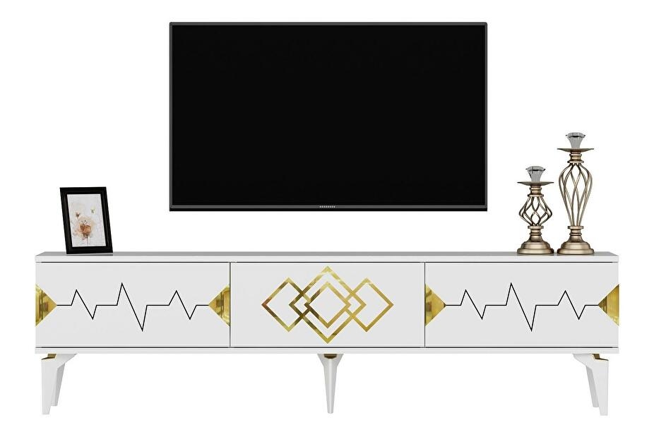 Masă TV/Dulap Vubuda (alb + auriu) 
