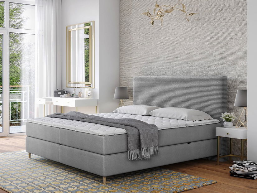 Pat matrimonial 140cm Wezler (cenușiu)