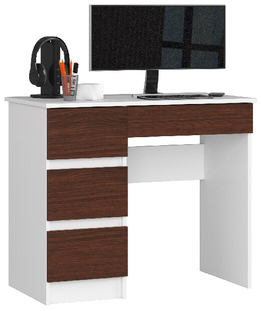 PC asztal Benicio II (fehér + wenge) (B)