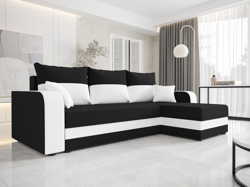 Kutna garnitura Harmony L Bis (crna + bijela) (D)