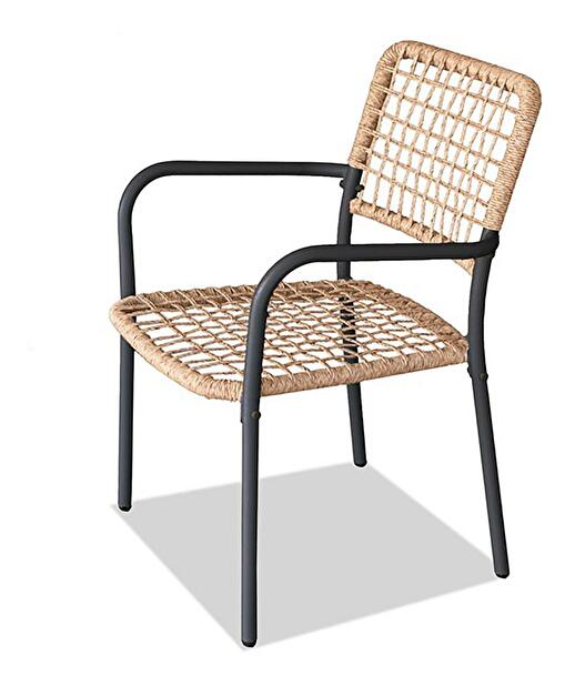 Set mobilier de grădină Abril (natural + antracit) (pentru 2 persoane)