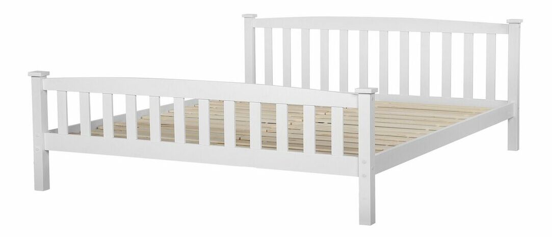 Manželská posteľ 180 cm GERNE (s roštom) (biela) *bazár