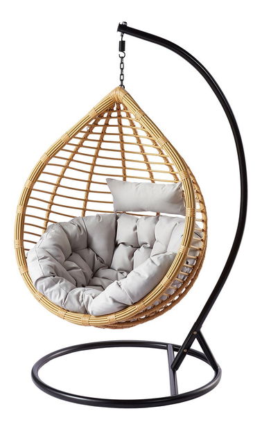 Viseća fotelja Mirjan Alister (prirodna + crna + siva)