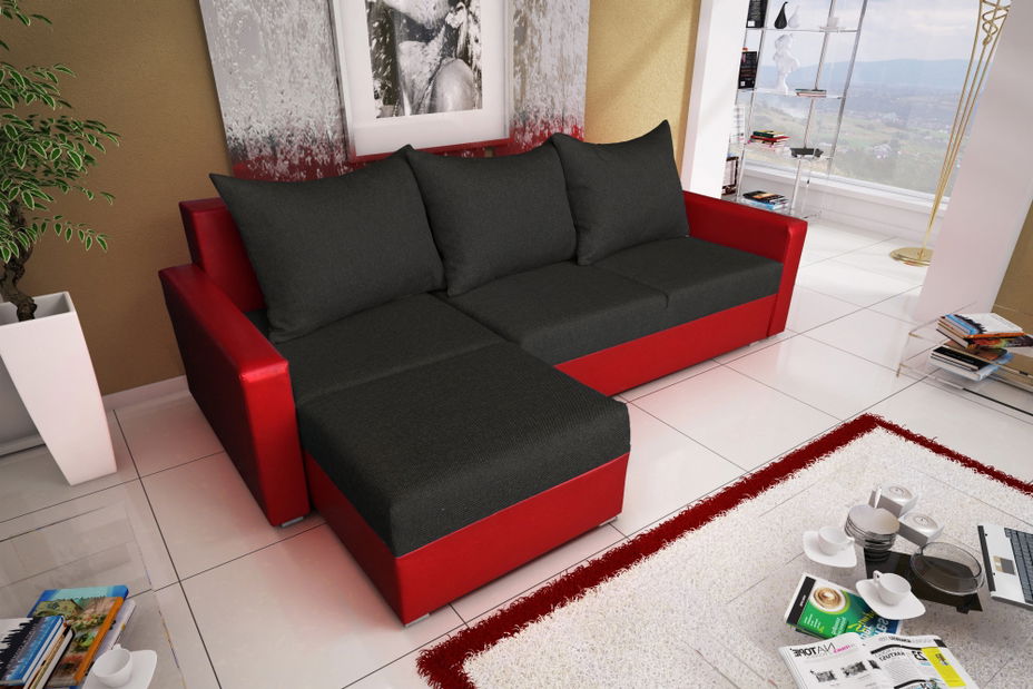 Rohová sedačka Matthaeus (biela + tmavosivá) (L)