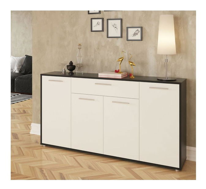 Komoda Lunea (čierna + biela) 
