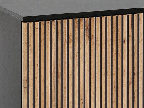 Vitrină Dernas KSZ154 (Negru grafit + Stejar wotan) (cu iluminat LED galben)