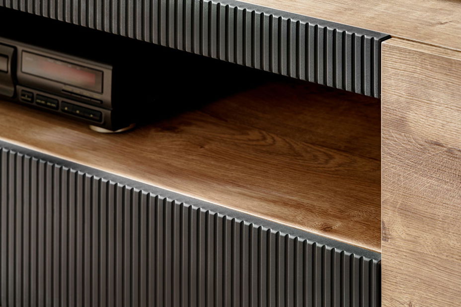 Obývacia stena Aruno AR (dub ribbeck + čierna) (s osvetlením)