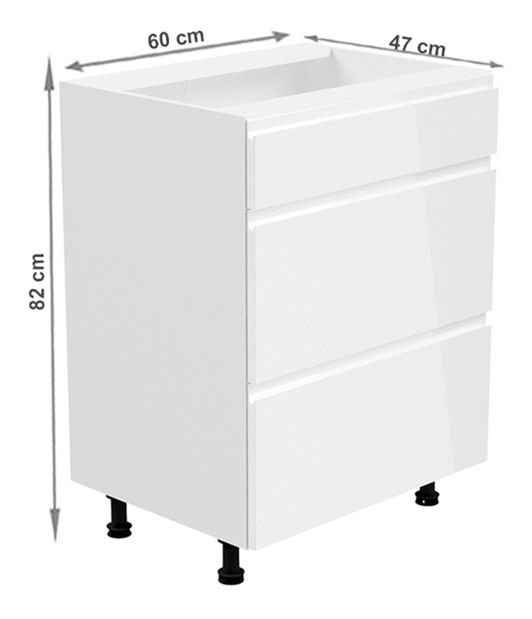 Dolná kuchynská skrinka D60S3 Aurellia (biela + biely lesk)