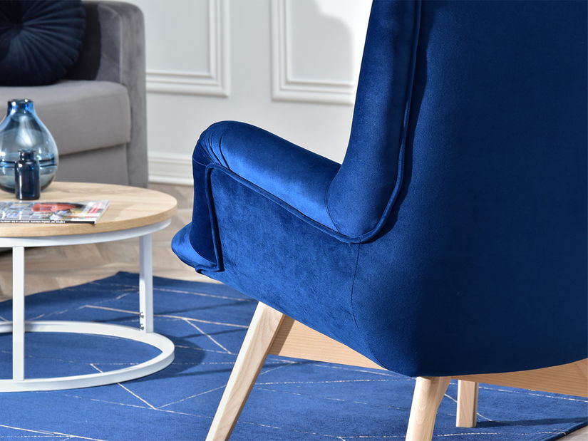 Relaxačné kreslo Florentino (tmavomodrá + buk)
