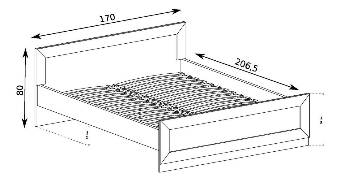 Bračni krevet 160 cm Titanus 20 (hrast lefkas)