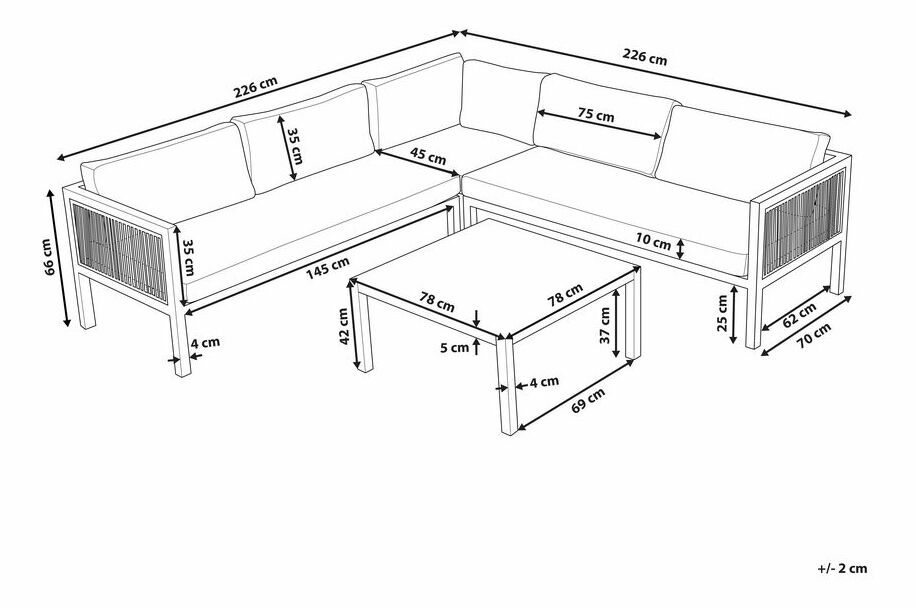 Záhradný set Boro (krémová)