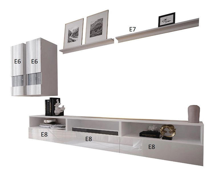 Mobilier living Berny 24 (alb + alb lucios)