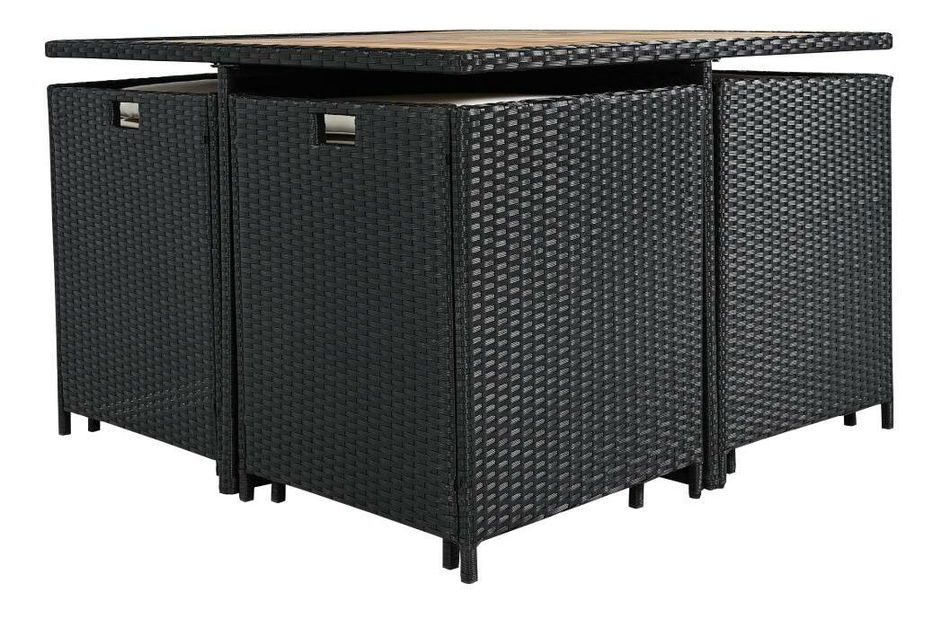 Záhradný ratanový set Milford (čierna + krémová + prírodná)