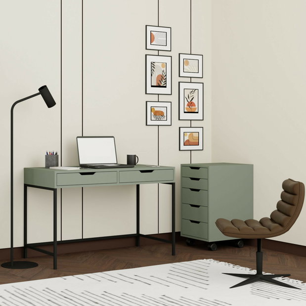 Masă PC cu container de birou Worky (verde)