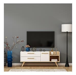 TV asztal/szekrény Movopu 3 (zafír tölgy + fehér) 