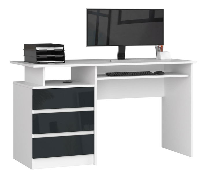 PC stol Bronte (bijela + grafit sjajni)