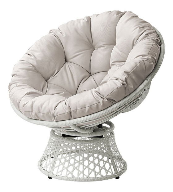 Fotoliu rotativ de grădină Arliss (cadru) (Alb + Gri)