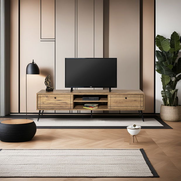 TV stolík/skrinka Broadway (atlantická borovica + čierna)