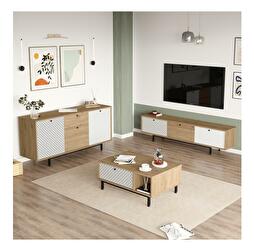 Mobilier living Cassius 7 (Stejar + Alb) 