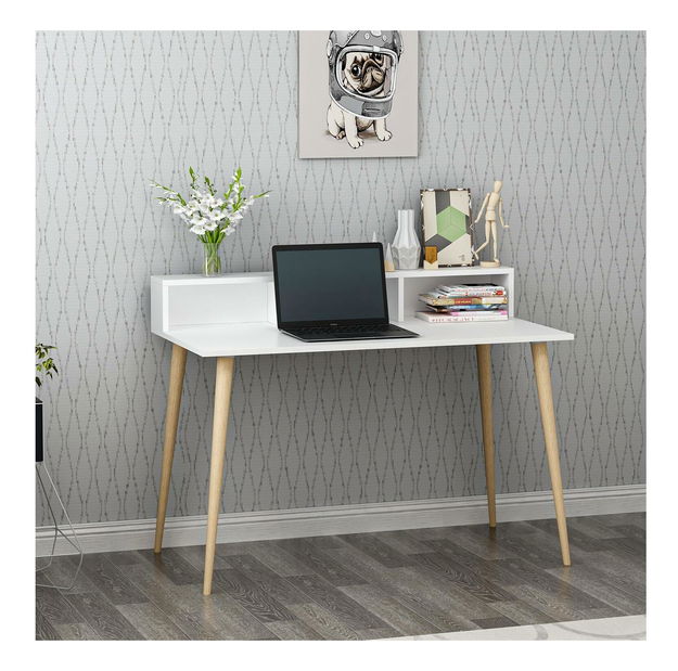 Masă PC Ronasotta 2 (alb + Lemn)