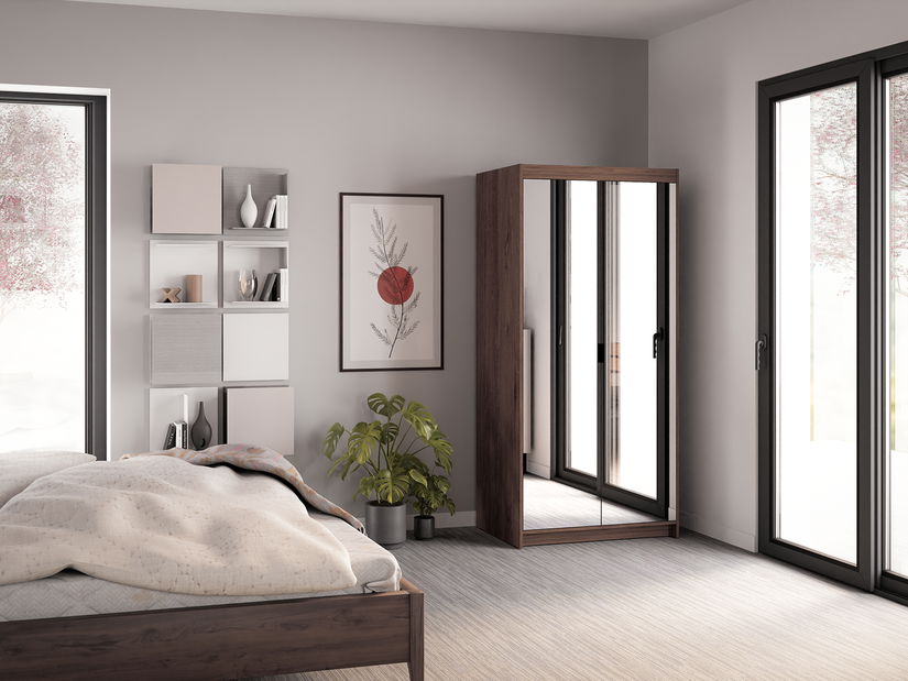 Dulap de haine cu oglindă Elanor I (stejar lefkas)