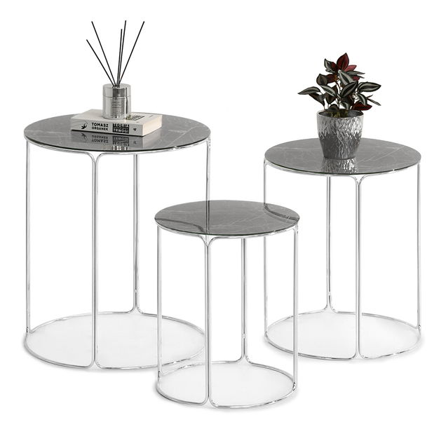 Dohányzóasztal Belianni Zest (szürke márvány + króm)