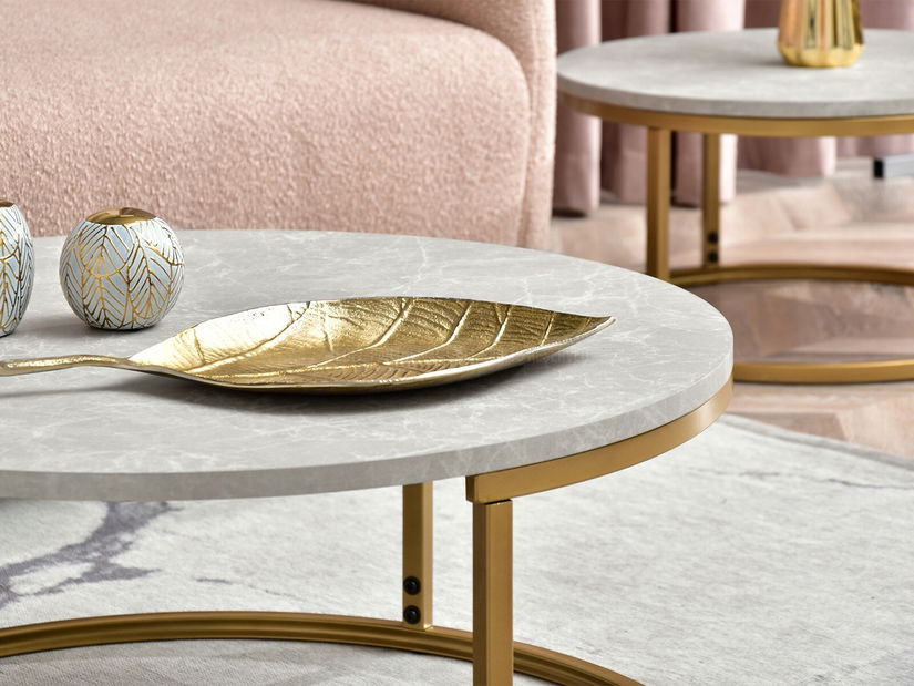 Dohányzóasztal Kolja Zest Xl (szürke márvány + arany)