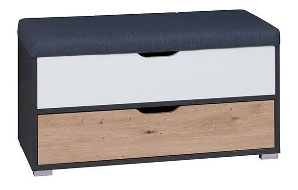 Comodă cu șezut Mirjan Luna Mirjan MN04 (Grafit + Alb + stejar artisan + Avellino 101)