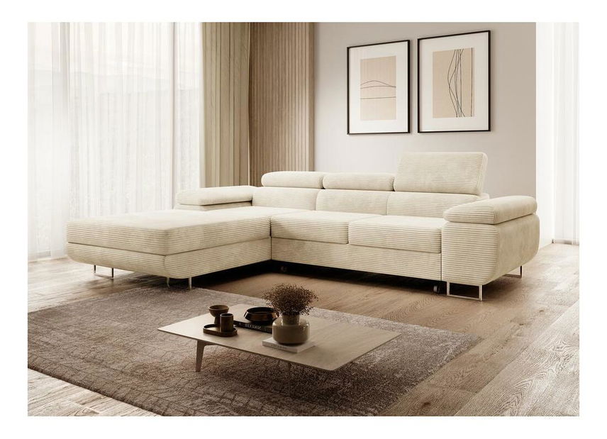 Kutna garnitura Grande (L) (svijetlobež + krom)